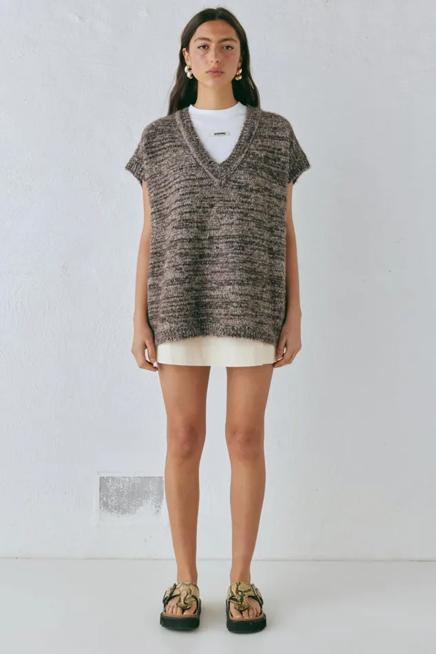 VRG GRL Vests Anita Knit Tunic Vest Marle 8211 Women VRG GRL Vests Anita Knit Tunic Vest Marle 8211 Women