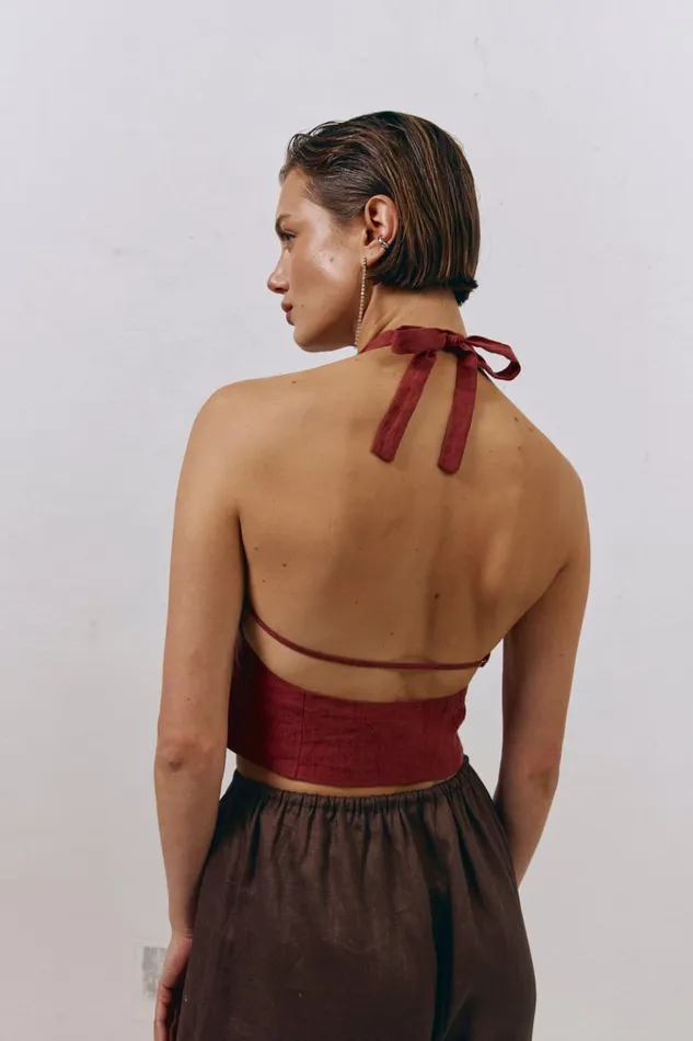 VRG GRL Vests Los Cabos Linen Vest Wine 8211 Women VRG GRL Vests Los Cabos Linen Vest Wine 8211 Women