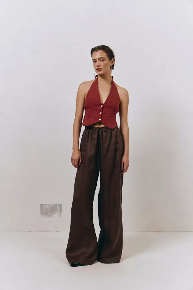 VRG GRL Vests Los Cabos Linen Vest Wine 8211 Women VRG GRL Vests Los Cabos Linen Vest Wine 8211 Women