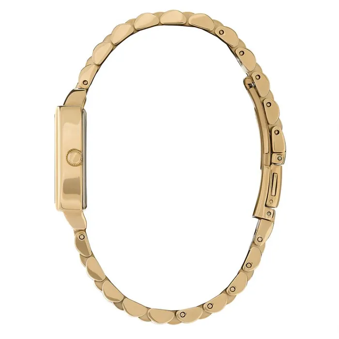 White Dial Watches Women Olivia Burton 21mm Rectangle White and Gold Bracelet Watch