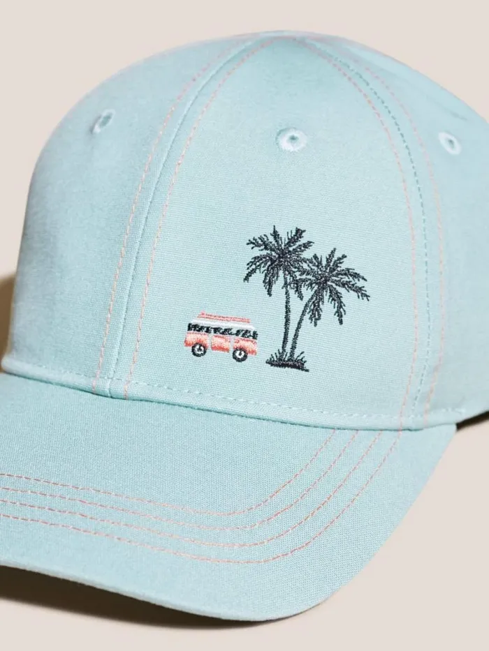 White Stuff ACCESSORIES Boys Embroidered Cap Mid Teal 8211 Kids