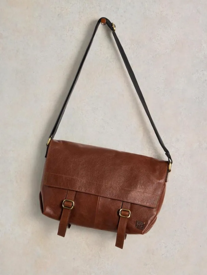 White Stuff BAGS Teddy Leather Messenger Bag Mid Tan 8211 Men