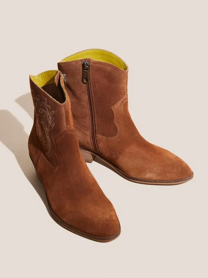 White Stuff BOOTS Embroidered Western Boot Mid Tan 8211 Women White Stuff BOOTS Embroidered Western Boot Mid Tan 8211 Women