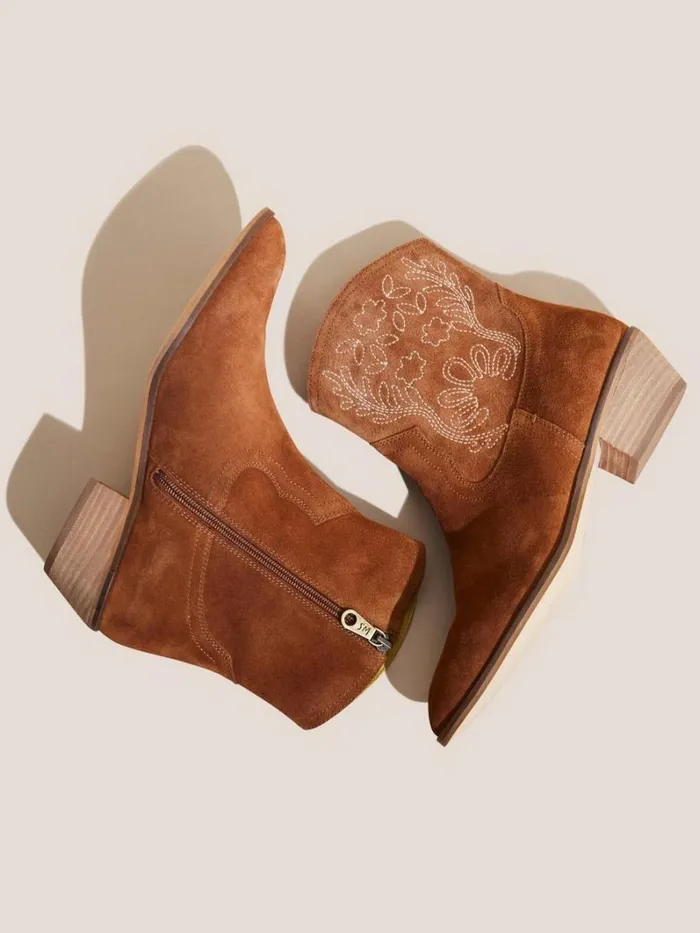 White Stuff BOOTS Embroidered Western Boot Mid Tan 8211 Women White Stuff BOOTS Embroidered Western Boot Mid Tan 8211 Women