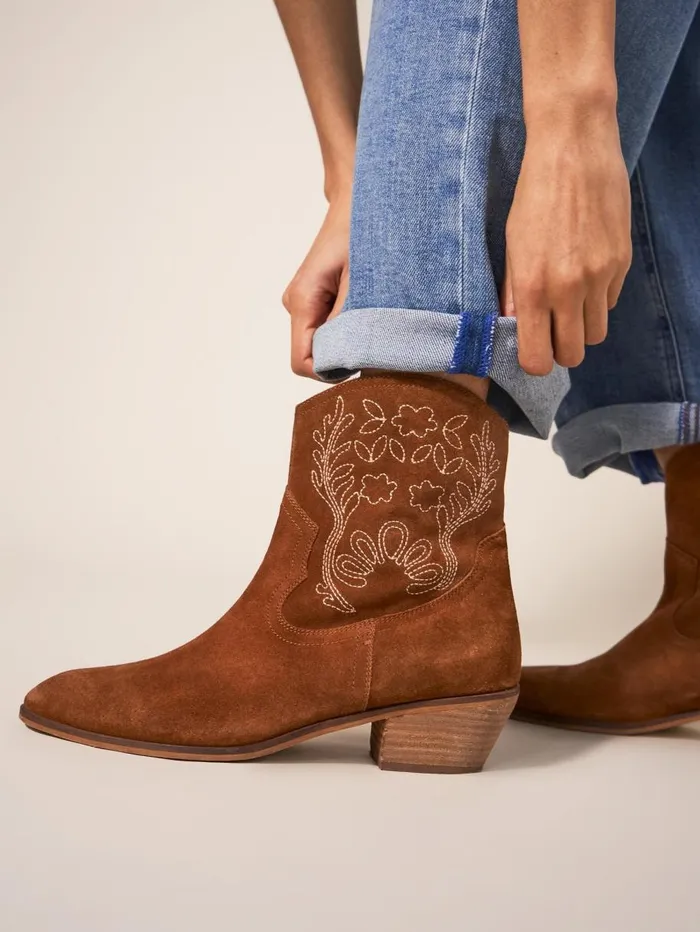 White Stuff BOOTS Embroidered Western Boot Mid Tan 8211 Women White Stuff BOOTS Embroidered Western Boot Mid Tan 8211 Women