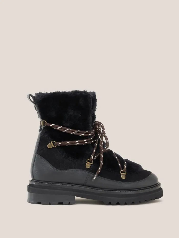 White Stuff BOOTS Hailey Lace Up Hiker Boot Pure Black 8211 Women White Stuff BOOTS Hailey Lace Up Hiker Boot Pure Black 8211 Women