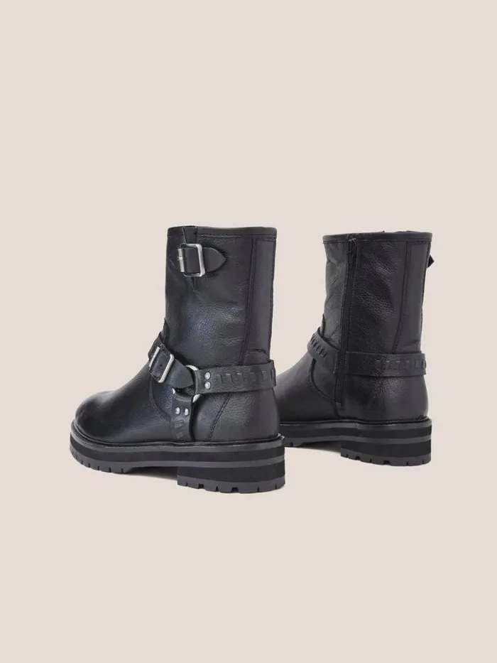 White Stuff BOOTS Leather Biker Boot Pure Black 8211 Women White Stuff BOOTS Leather Biker Boot Pure Black 8211 Women