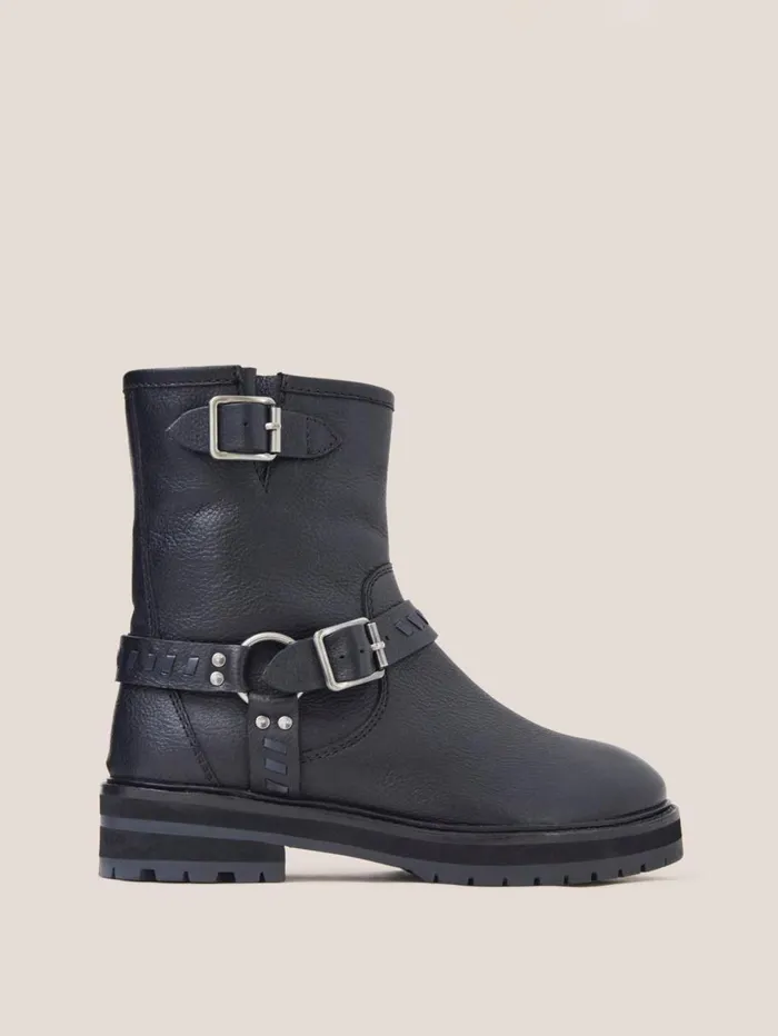 White Stuff BOOTS Leather Biker Boot Pure Black 8211 Women White Stuff BOOTS Leather Biker Boot Pure Black 8211 Women