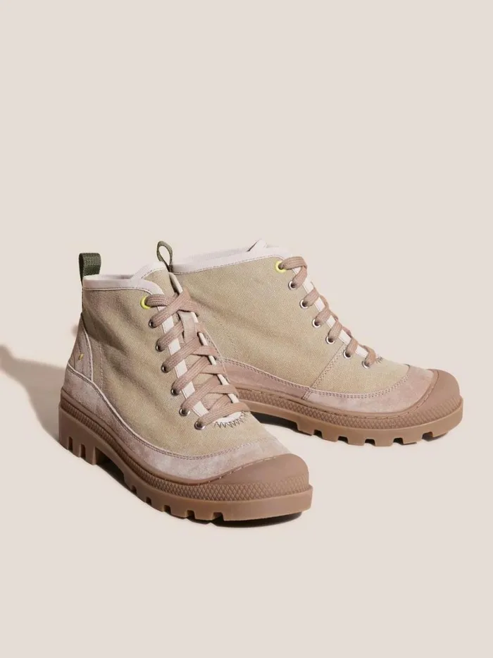White Stuff BOOTS Paisley Canvas Lace Up Boot Dark Natural 8211 Women