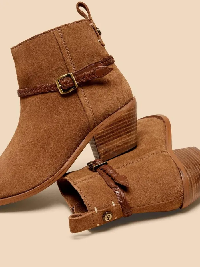 White Stuff BOOTS Peony Suede Plait Strap Boot Mid Tan 8211 Women White Stuff BOOTS Peony Suede Plait Strap Boot Mid Tan 8211 Women