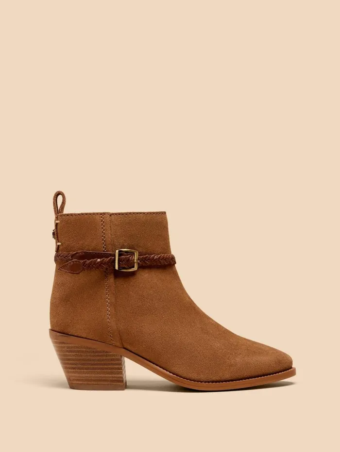 White Stuff BOOTS Peony Suede Plait Strap Boot Mid Tan 8211 Women White Stuff BOOTS Peony Suede Plait Strap Boot Mid Tan 8211 Women