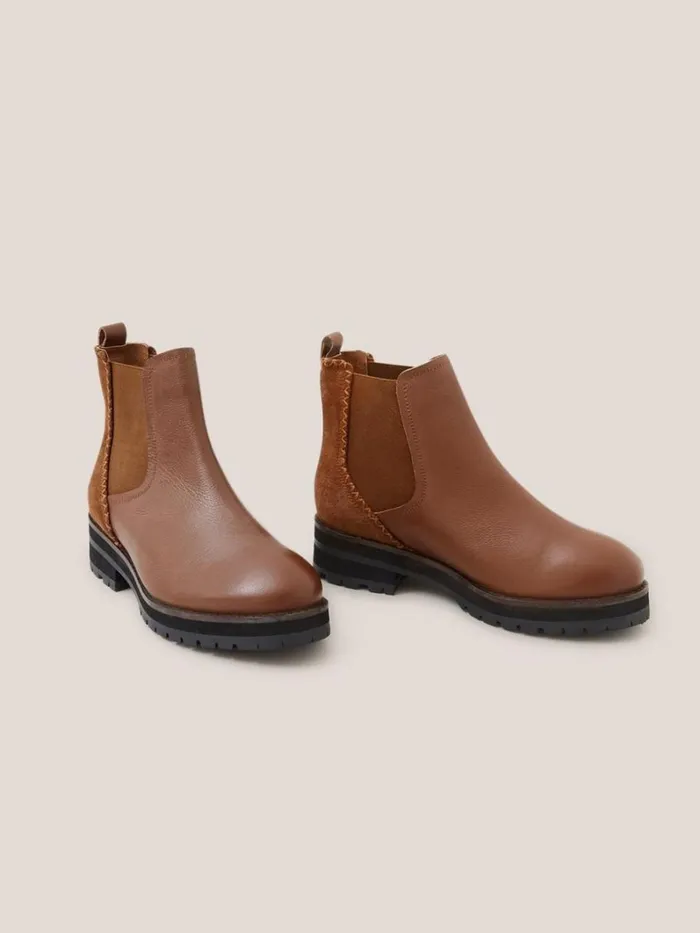 White Stuff BOOTS Wide Fit Leather Chelsea Boot Mid Tan 8211 Women