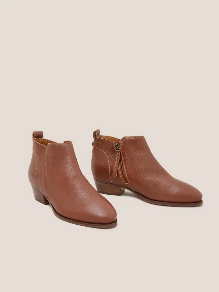 White Stuff BOOTS Willow Ankle Leather Boot Dark Tan 8211 Women