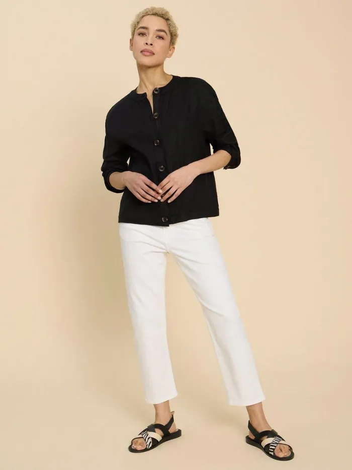 White Stuff COATS and JACKETS Adele Linen Jacket Pure Black 8211 Women