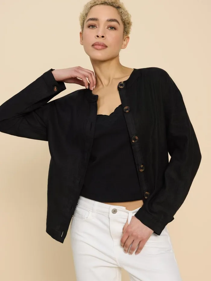 White Stuff COATS and JACKETS Adele Linen Jacket Pure Black 8211 Women White Stuff COATS and JACKETS Adele Linen Jacket Pure Black 8211 Women