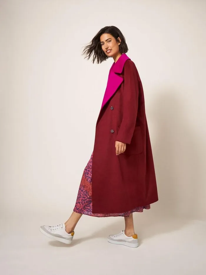 White Stuff COATS and JACKETS Adeline Colour Block Coat Plum Multi 8211 Women White Stuff COATS and JACKETS Adeline Colour Block Coat Plum Multi 8211 Women