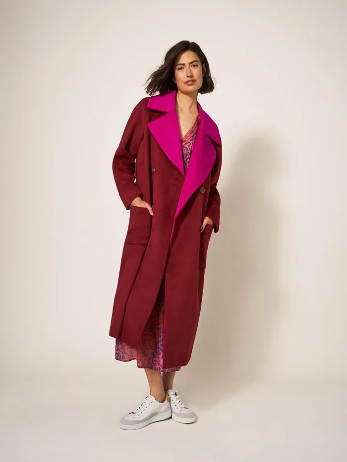 White Stuff COATS and JACKETS Adeline Colour Block Coat Plum Multi 8211 Women White Stuff COATS and JACKETS Adeline Colour Block Coat Plum Multi 8211 Women