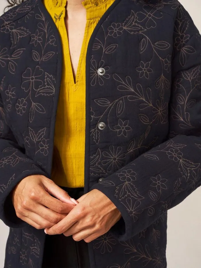 White Stuff COATS and JACKETS Alma Floral Emb Jacket Black Multi 8211 Women White Stuff COATS and JACKETS Alma Floral Emb Jacket Black Multi 8211 Women