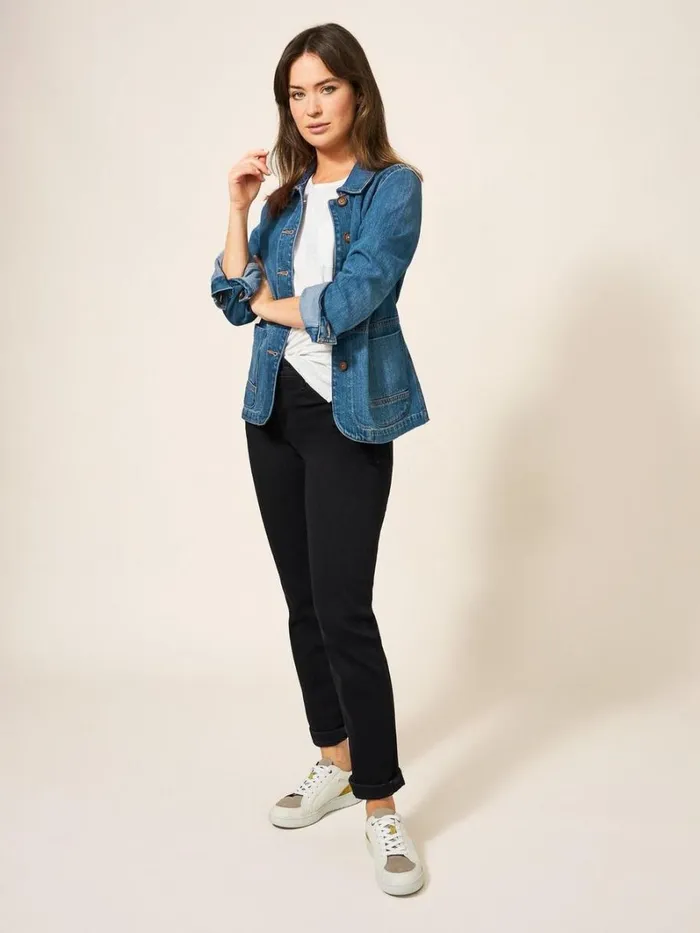 White Stuff COATS and JACKETS Carrie Denim Cotton Jacket Mid Denim 8211 Women