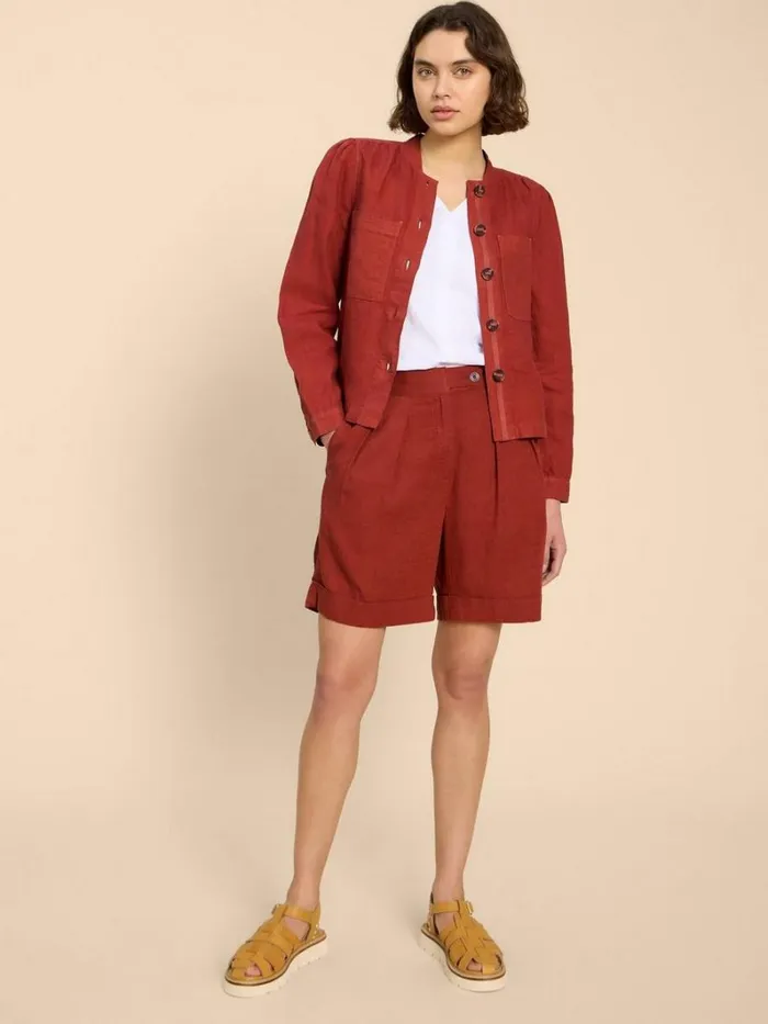White Stuff COATS and JACKETS Delilah Linen Jacket Dk Red 8211 Women