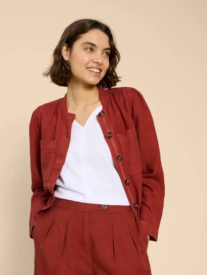 White Stuff COATS and JACKETS Delilah Linen Jacket Dk Red 8211 Women White Stuff COATS and JACKETS Delilah Linen Jacket Dk Red 8211 Women