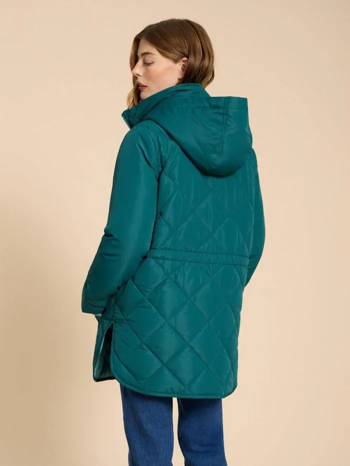 White Stuff COATS and JACKETS Emilia Quilted Long Sleeve Coat Dk Teal 8211 Women White Stuff COATS and JACKETS Emilia Quilted Long Sleeve Coat Dk Teal 8211 Women