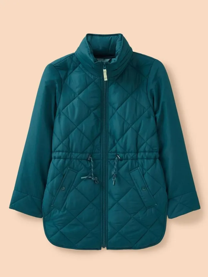 White Stuff COATS and JACKETS Emilia Quilted Long Sleeve Coat Dk Teal 8211 Women White Stuff COATS and JACKETS Emilia Quilted Long Sleeve Coat Dk Teal 8211 Women