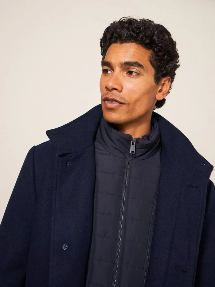 White Stuff COATS and JACKETS Horsholm Wool Funnel Neck Coat Dark Navy 8211 Men White Stuff COATS and JACKETS Horsholm Wool Funnel Neck Coat Dark Navy 8211 Men