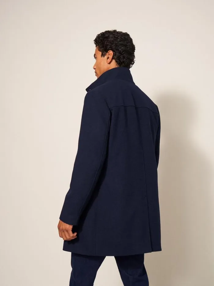 White Stuff COATS and JACKETS Horsholm Wool Funnel Neck Coat Dark Navy 8211 Men White Stuff COATS and JACKETS Horsholm Wool Funnel Neck Coat Dark Navy 8211 Men