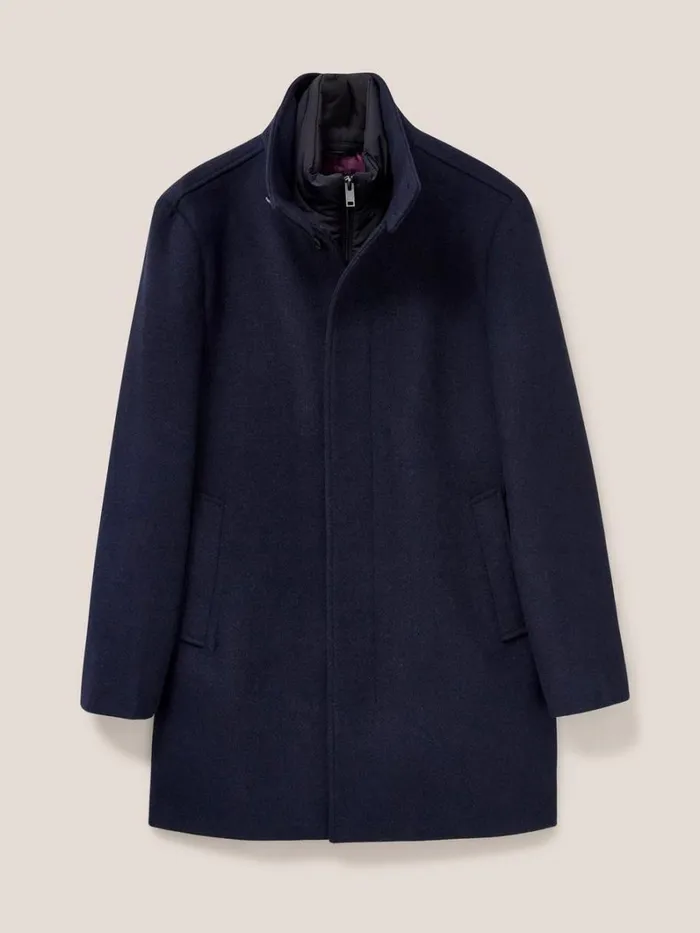 White Stuff COATS and JACKETS Horsholm Wool Funnel Neck Coat Dark Navy 8211 Men White Stuff COATS and JACKETS Horsholm Wool Funnel Neck Coat Dark Navy 8211 Men