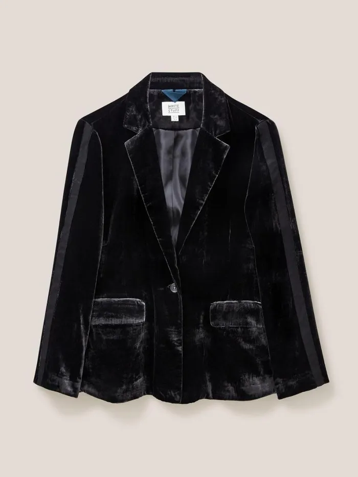 White Stuff COATS and JACKETS Jenny Velvet Blazer Pure Black 8211 Women White Stuff COATS and JACKETS Jenny Velvet Blazer Pure Black 8211 Women