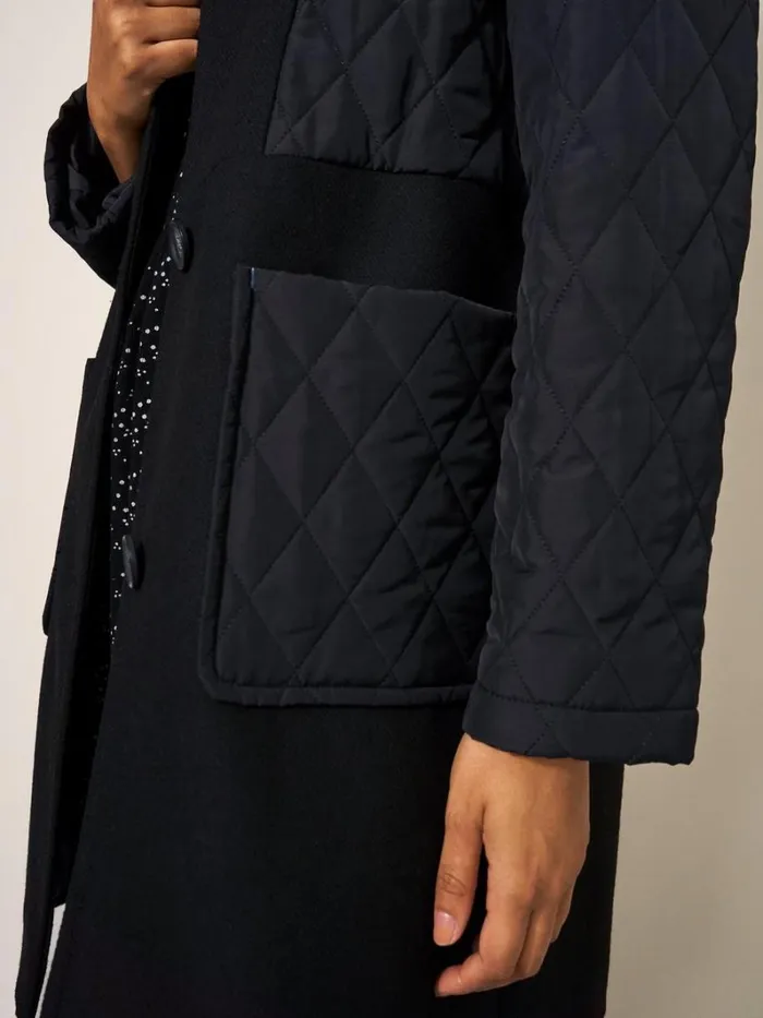 White Stuff COATS and JACKETS Karla Fabric Mix Coat Black Multi 8211 Women White Stuff COATS and JACKETS Karla Fabric Mix Coat Black Multi 8211 Women