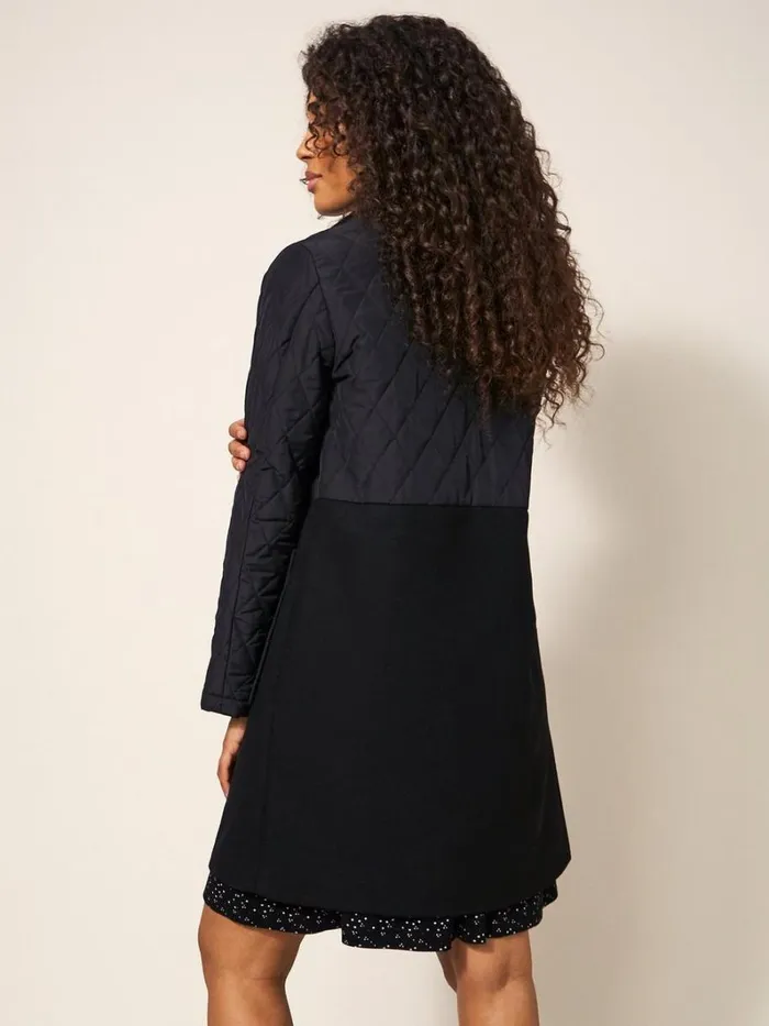 White Stuff COATS and JACKETS Karla Fabric Mix Coat Black Multi 8211 Women White Stuff COATS and JACKETS Karla Fabric Mix Coat Black Multi 8211 Women