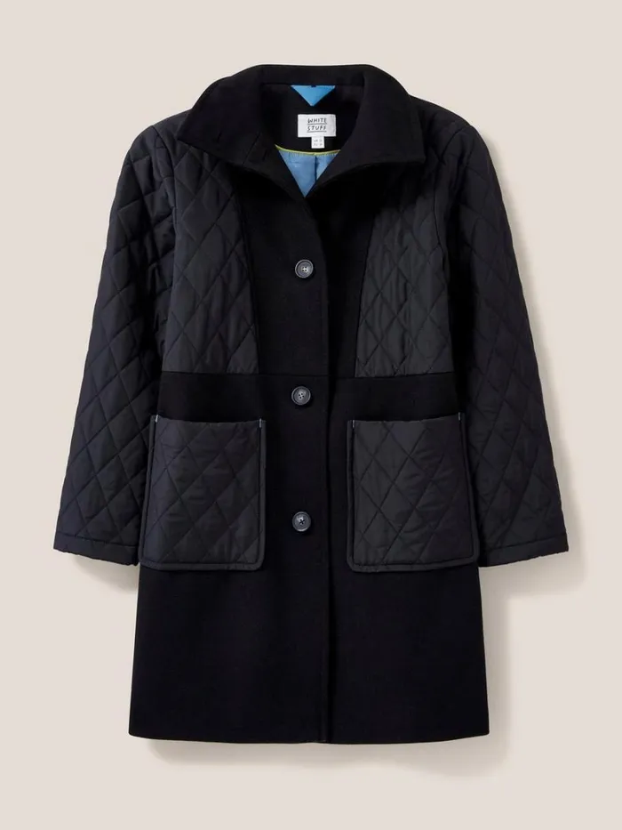White Stuff COATS and JACKETS Karla Fabric Mix Coat Black Multi 8211 Women White Stuff COATS and JACKETS Karla Fabric Mix Coat Black Multi 8211 Women
