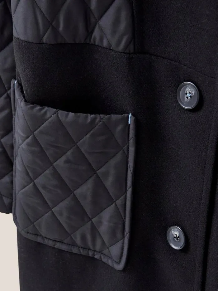White Stuff COATS and JACKETS Karla Fabric Mix Coat Black Multi 8211 Women White Stuff COATS and JACKETS Karla Fabric Mix Coat Black Multi 8211 Women