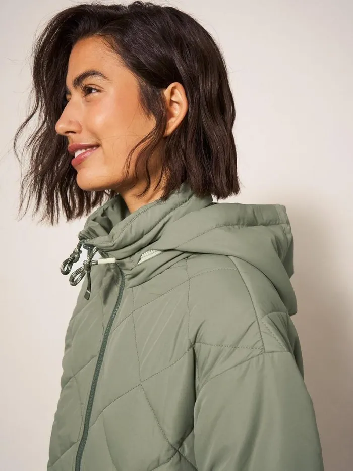 White Stuff COATS and JACKETS Lorena Quilted Coat Mid Green 8211 Women White Stuff COATS and JACKETS Lorena Quilted Coat Mid Green 8211 Women