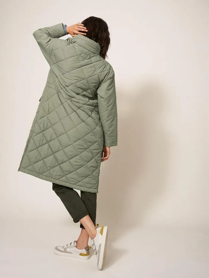 White Stuff COATS and JACKETS Lorena Quilted Coat Mid Green 8211 Women White Stuff COATS and JACKETS Lorena Quilted Coat Mid Green 8211 Women