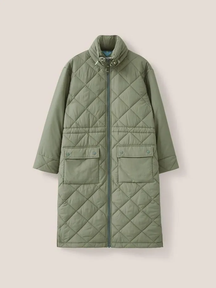 White Stuff COATS and JACKETS Lorena Quilted Coat Mid Green 8211 Women White Stuff COATS and JACKETS Lorena Quilted Coat Mid Green 8211 Women