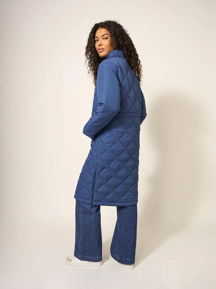 White Stuff COATS and JACKETS Lorena Quilted Hooded Coat Mid Blue 8211 Women White Stuff COATS and JACKETS Lorena Quilted Hooded Coat Mid Blue 8211 Women