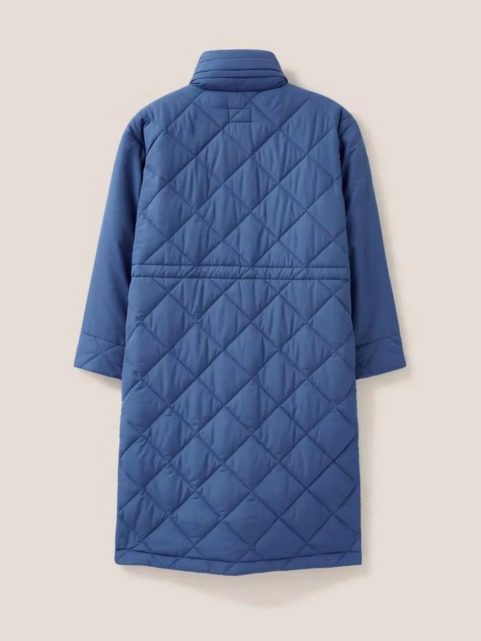 White Stuff COATS and JACKETS Lorena Quilted Hooded Coat Mid Blue 8211 Women White Stuff COATS and JACKETS Lorena Quilted Hooded Coat Mid Blue 8211 Women