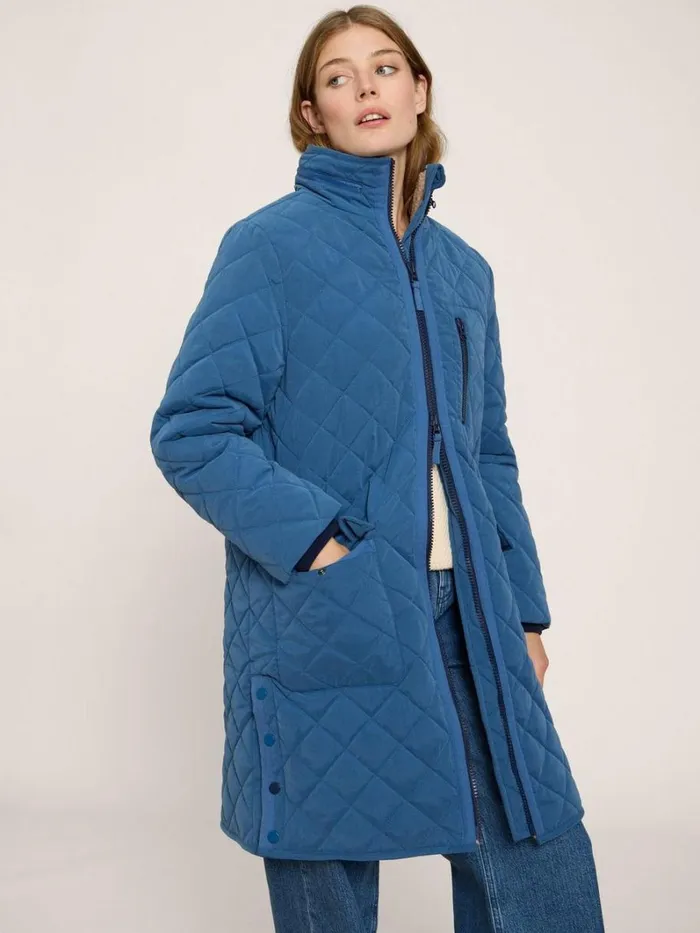 White Stuff COATS and JACKETS Luckie Coat Mid Blue 8211 Women
