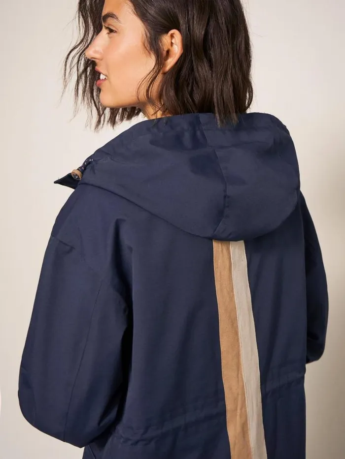 White Stuff COATS and JACKETS Millie Waterproof Coat Navy Multi 8211 Women