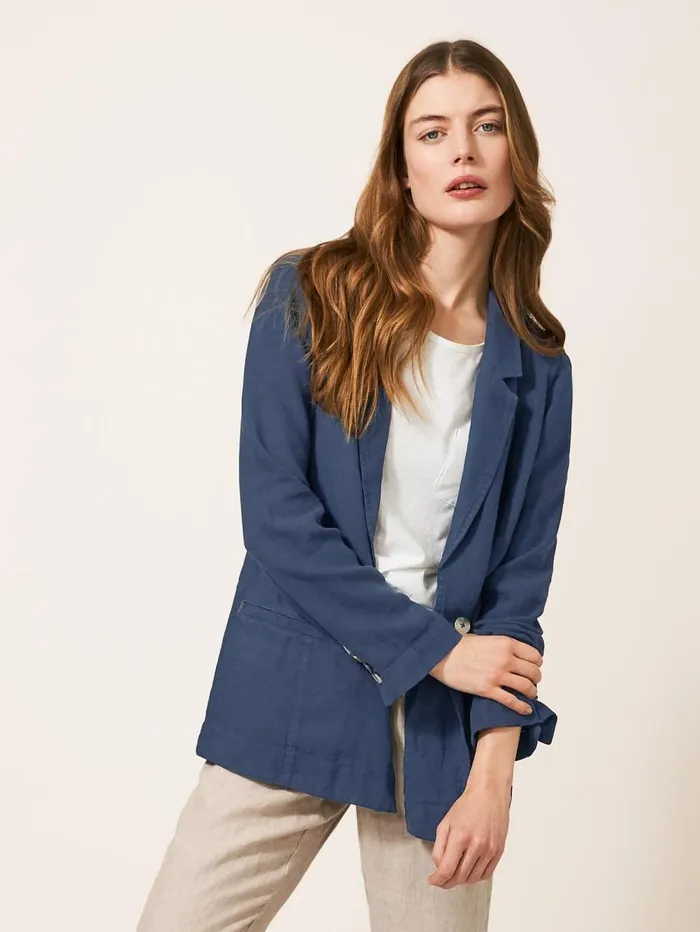 White Stuff COATS and JACKETS Scarlett Linen Blend Blazer Dark Navy 8211 Women White Stuff COATS and JACKETS Scarlett Linen Blend Blazer Dark Navy 8211 Women