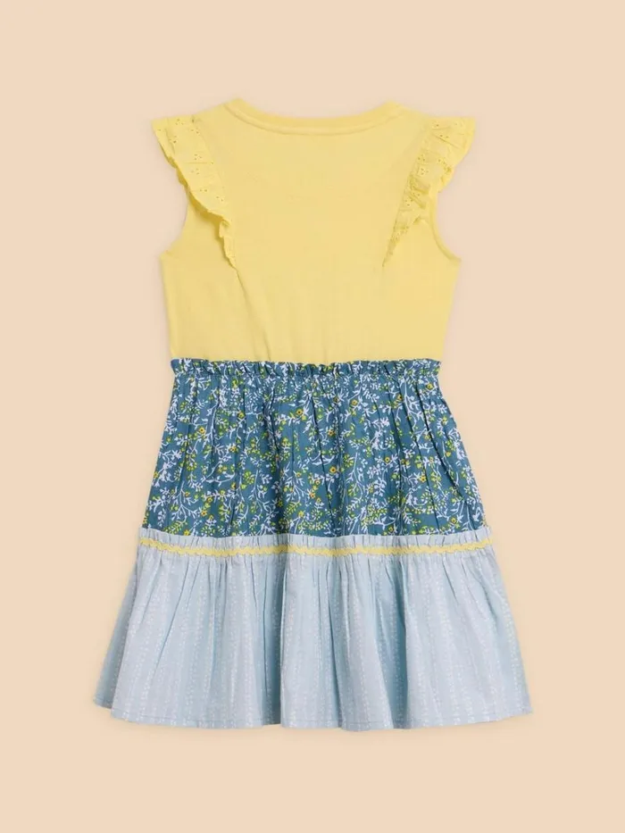 White Stuff DRESSES and SKIRTS Printed Tiered Frill Dress Yellow Multi 8211 Kids