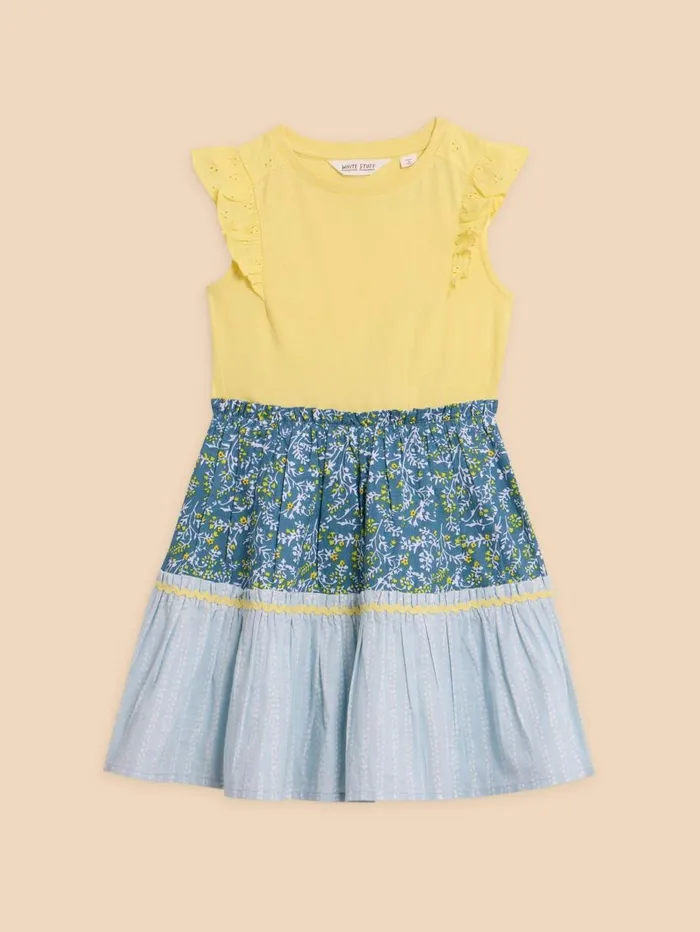 White Stuff DRESSES and SKIRTS Printed Tiered Frill Dress Yellow Multi 8211 Kids