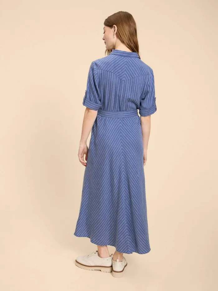 White Stuff DRESSES Beth Linen Blend Shirt Dress Blue Multi 8211 Women White Stuff DRESSES Beth Linen Blend Shirt Dress Blue Multi 8211 Women