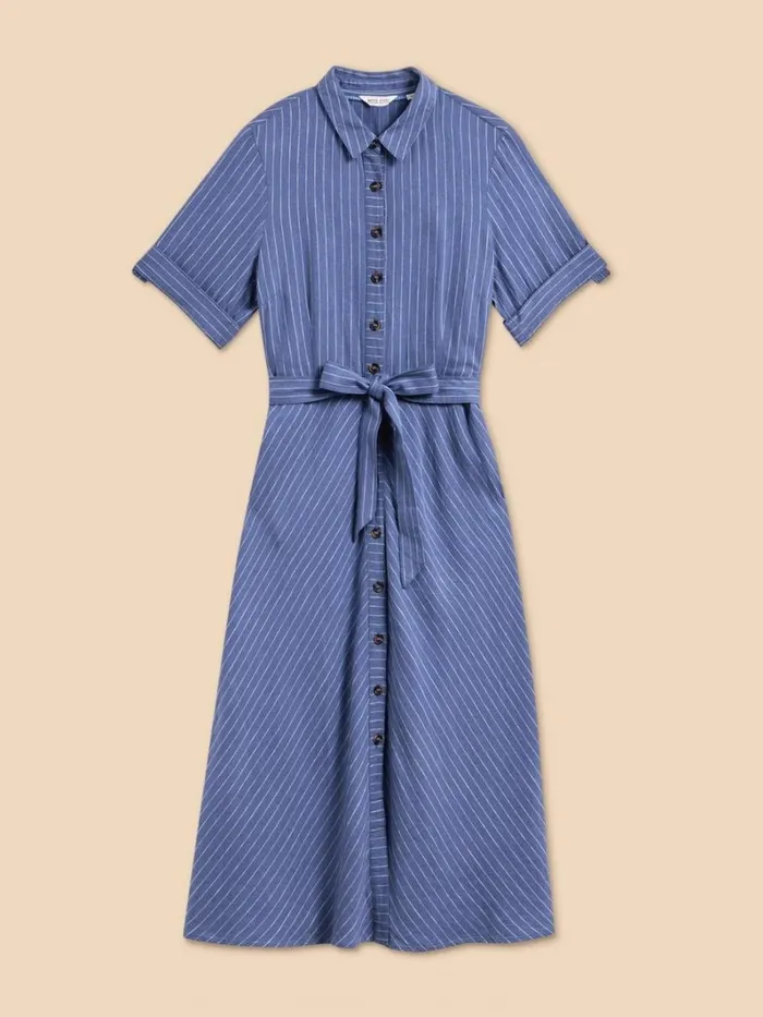 White Stuff DRESSES Beth Linen Blend Shirt Dress Blue Multi 8211 Women White Stuff DRESSES Beth Linen Blend Shirt Dress Blue Multi 8211 Women