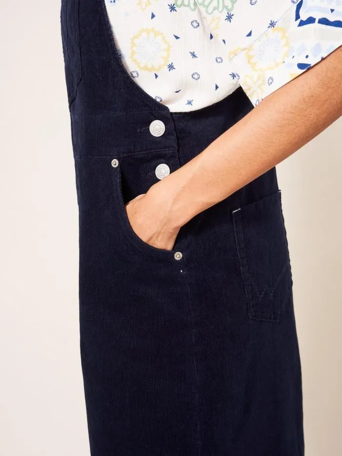 White Stuff DRESSES Emmie Organic Cord Midi Pinafore Dark Navy 8211 Women