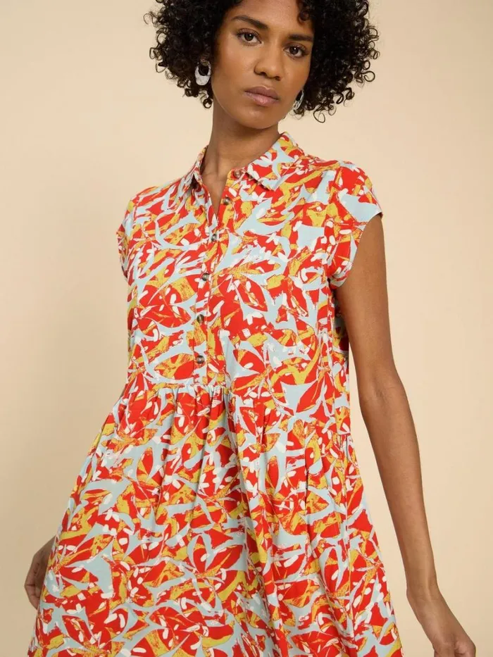 White Stuff DRESSES Everly Printed Jersey Shirt Dress Orange Print 8211 Women White Stuff DRESSES Everly Printed Jersey Shirt Dress Orange Print 8211 Women