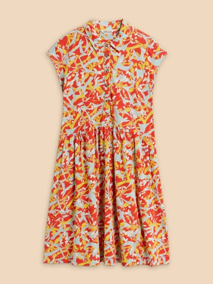 White Stuff DRESSES Everly Printed Jersey Shirt Dress Orange Print 8211 Women White Stuff DRESSES Everly Printed Jersey Shirt Dress Orange Print 8211 Women